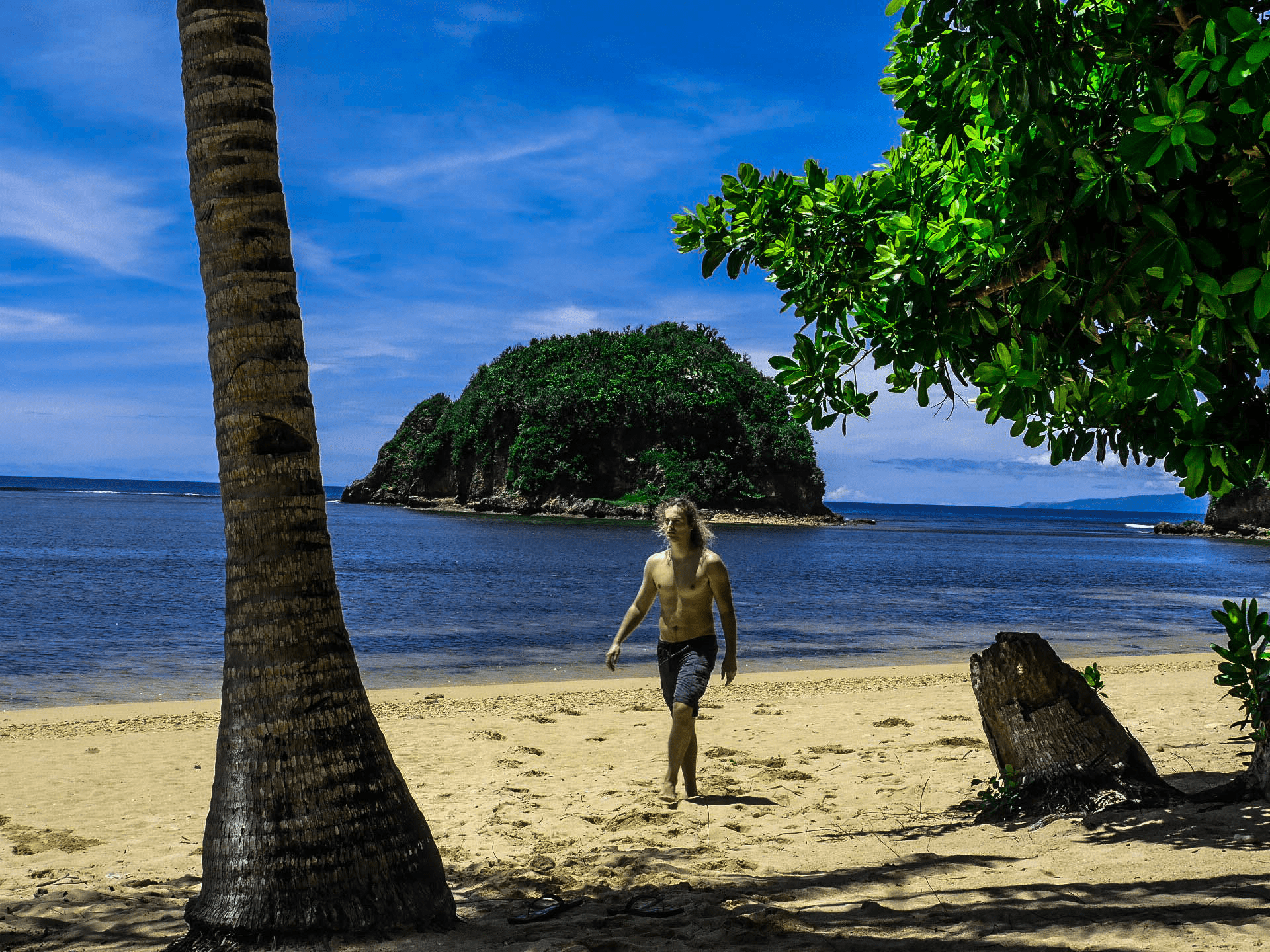 lenny through paradise walking over twin rock beach in catanduanes philippines